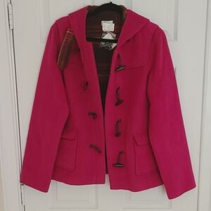 Lilly Pulitzer Jacob Pink Toggle Jacket Wool Plaid/Lined Women's Size Medium